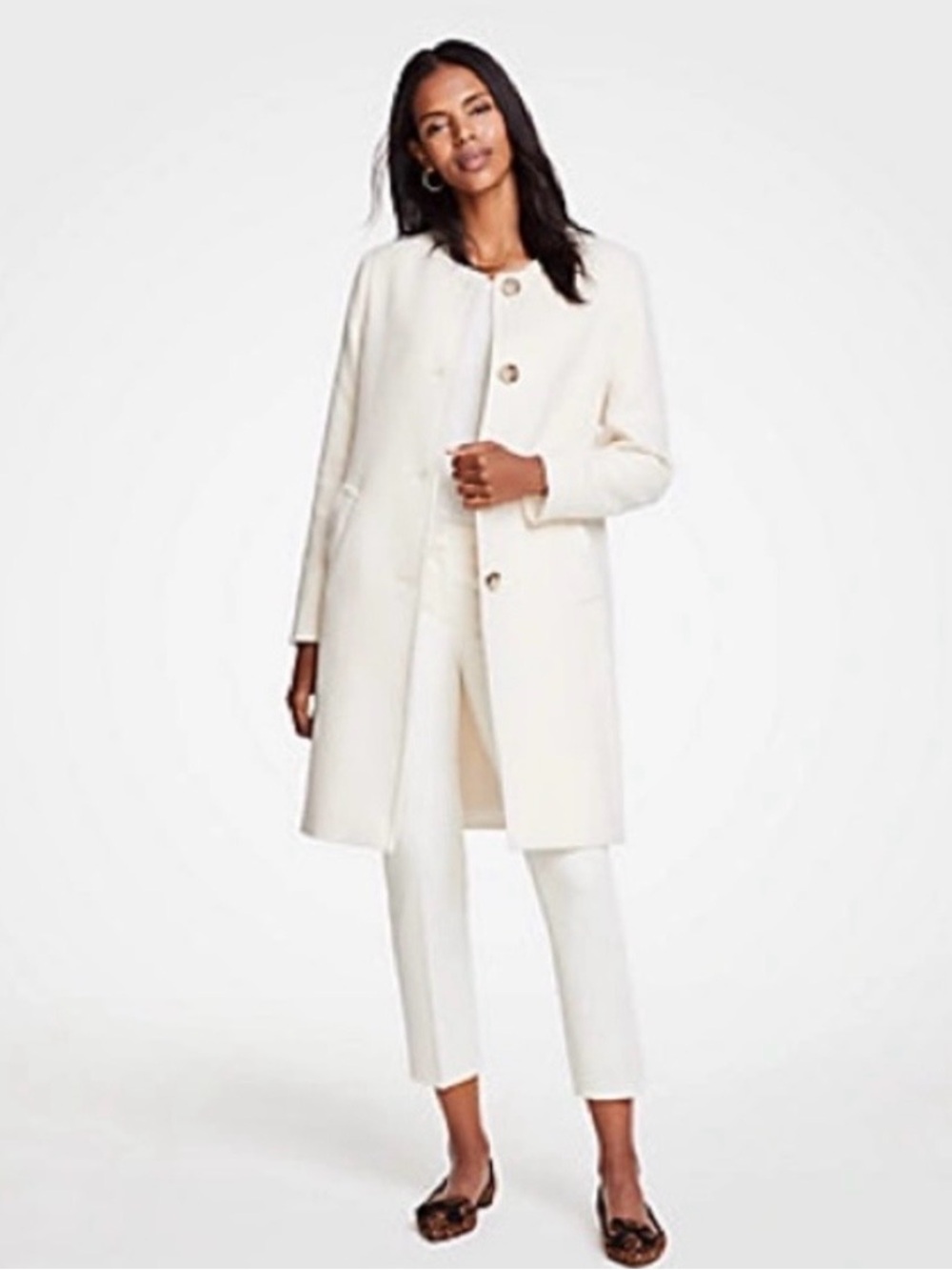 Ann Taylor Cream Textured Coat